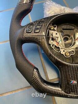 LED Performance Steering Wheel Red Stitching BMW E46 / M3 Carbon Fiber + Trim