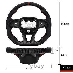 LOSCHEN Real Carbon Fiber Steering Wheel For Dodge Challenger 2015 2023