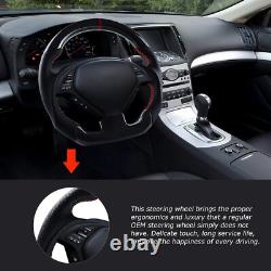 LOSCHEN Real Carbon Fiber Steering Wheel For Infiniti G37 2009- 2013 Red Line