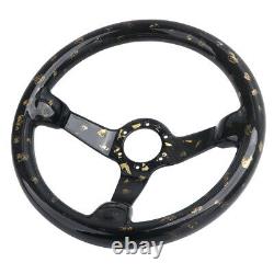 LokoCar Carbon Fiber Steering Wheel Racing Drift Car 6Hole 350mm Black Gold Foil