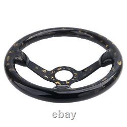 LokoCar Carbon Fiber Steering Wheel Racing Drift Car 6Hole 350mm Black Gold Foil