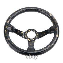 LokoCar Carbon Fiber Steering Wheel Racing Drift Car 6Hole 350mm Black Gold Foil