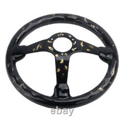 LokoCar Carbon Fiber Steering Wheel Racing Drift Car 6Hole 350mm Black Gold Foil