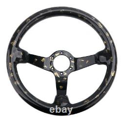 LokoCar Carbon Fiber Steering Wheel Racing Drift Car 6Hole 350mm Black Gold Foil