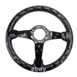LokoCar Carbon Fiber Steering Wheel Racing Drift Car 6Hole 350mm Black Gold Foil