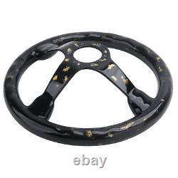 LokoCar Carbon Fiber Steering Wheel Racing Drift Car 6Hole 350mm Black Gold Foil