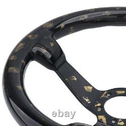 LokoCar Carbon Fiber Steering Wheel Racing Drift Car 6Hole 350mm Black Gold Foil