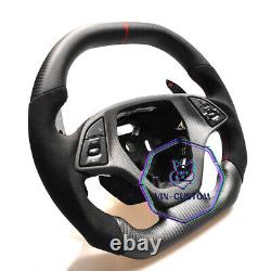 MATT CARBON FIBER Steering Wheel FOR Chevrolet Corvette C7 RED STRIPE WithPADDLES
