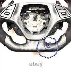 MATT CARBON FIBER Steering Wheel FOR Chevrolet Corvette C7 RED STRIPE WithPADDLES