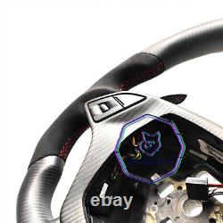 MATT CARBON FIBER Steering Wheel FOR Chevrolet Corvette C7 RED STRIPE WithPADDLES