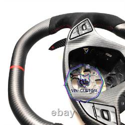 MATT CARBON FIBER Steering Wheel FOR Chevrolet Corvette C7 RED STRIPE WithPADDLES