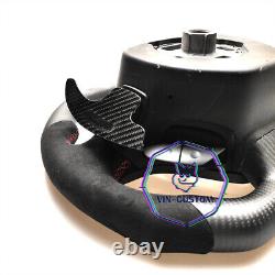 MATT CARBON FIBER Steering Wheel FOR Chevrolet Corvette C7 RED STRIPE WithPADDLES