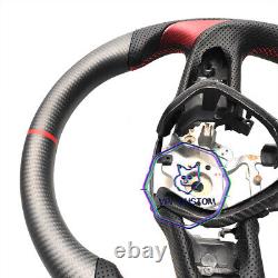 MATT CARBON FIBER Steering Wheel FOR INFINITI q50q60QX50QX55 RED RING/STITCHING