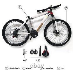 MTB Mountain Bike 26 Wheels 21 Speed Bicycle Disc Bicycles White and Black New