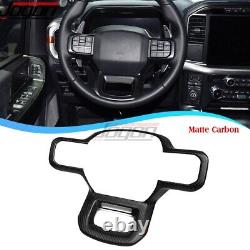 Matte Carbon Car Steering Wheel Button Trim For Ford F-150 Raptor Platinum 2021+