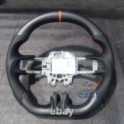 Matte Carbon Fiber Perforated Steering Wheel Fit 2015-2017 Ford Mustang GT
