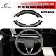 Matte Carbon Fiber Steering Wheel Cover Trim For Tesla Model 3 Highland 2024+