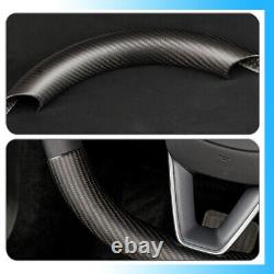 Matte Carbon Fiber Steering Wheel Cover Trim For Tesla Model 3 Highland 2024+