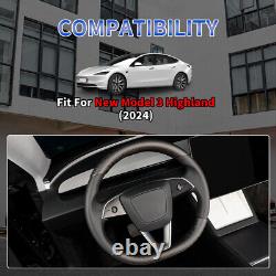 Matte Carbon Fiber Steering Wheel Cover Trim For Tesla Model 3 Highland 2024+