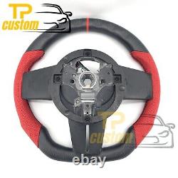 Matte Carbon Fiber Steering Wheel For Ford Mustang 2005-2009 Red Leather