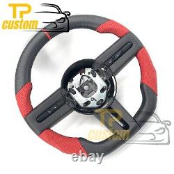 Matte Carbon Fiber Steering Wheel For Ford Mustang 2005-2009 Red Leather