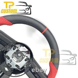 Matte Carbon Fiber Steering Wheel For Ford Mustang 2005-2009 Red Leather