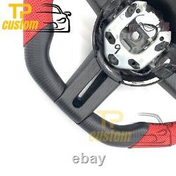 Matte Carbon Fiber Steering Wheel For Ford Mustang 2005-2009 Red Leather