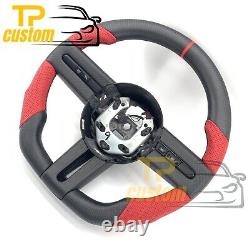 Matte Carbon Fiber Steering Wheel For Ford Mustang 2005-2009 Red Leather