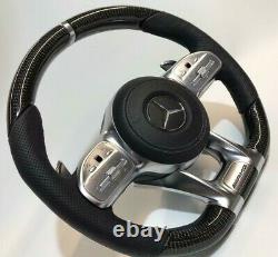Mercedes-Benz W222 C217 AMG Performance Leather & Carbon Fiber Steering Wheel