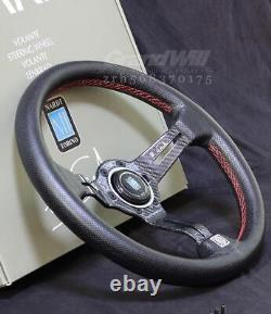 NARDI 330mm 13' Leather&Carbon Fiber Mid-deep 55mm Gaming Racing Steering Wheel