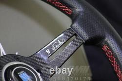 NARDI 330mm 13' Leather&Carbon Fiber Mid-deep 55mm Gaming Racing Steering Wheel