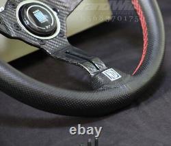 NARDI 330mm 13' Leather&Carbon Fiber Mid-deep 55mm Gaming Racing Steering Wheel