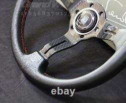 NARDI 330mm 13' Leather&Carbon Fiber Mid-deep 55mm Gaming Racing Steering Wheel