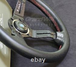NARDI 330mm 13' Leather&Carbon Fiber Mid-deep 55mm Gaming Racing Steering Wheel