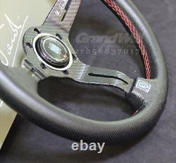 NARDI 330mm 13' Leather&Carbon Fiber Mid-deep 55mm Gaming Racing Steering Wheel