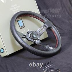 NARDI 330mm 13' Leather&Carbon Fiber Mid-deep 55mm Gaming Racing Steering Wheel