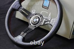 NARDI 330mm 13' Leather&Carbon Fiber Mid-deep 55mm Gaming Racing Steering Wheel