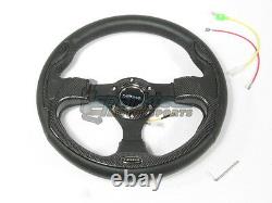 NRG 320mm Sport Leather Steering Wheel Black with Carbon Fiber Inserts & 3 Spoke