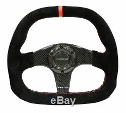 NRG ST-019CFR Carbon Fiber series Flat bottom steering wheel 320mm Black Leather