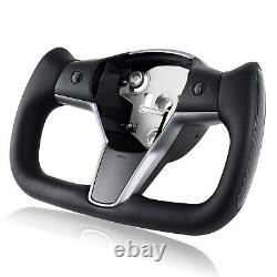 Nappa Leather Yoke Steering Wheel For Tesla Model 3 & Y 2017-2023 withHeated