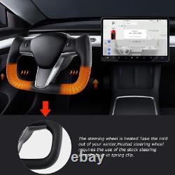 Nappa Leather Yoke Steering Wheel For Tesla Model 3 & Y 2017-2023 withHeated