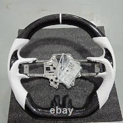 New Carbon Fiber Steering Wheel Fits for 2015-2023 Ford Mustang White leather