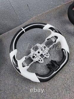 New Carbon Fiber Steering Wheel Fits for 2015-2023 Ford Mustang White leather