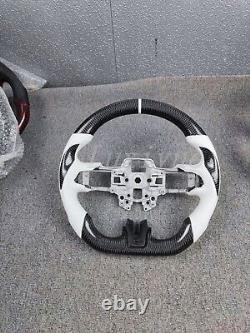 New Carbon Fiber Steering Wheel Fits for 2015-2023 Ford Mustang White leather