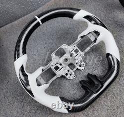 New Carbon Fiber Steering Wheel Fits for 2015-2023 Ford Mustang White leather