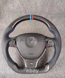 New D-flat Sport Carbon Fiber Steering Wheel + Cover for BMW F02 F04 F06 F12 F10