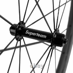 New Superteam Wheels 700C Clincher 50mm Carbon Wheelset Road Bicycle 25mm Wheels
