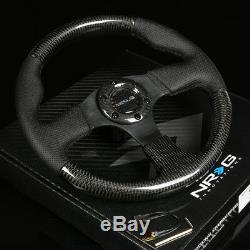 Nrg 315mm 6-holes Steering Wheel Leather/real Carbon Fiber Grip Black Stitching