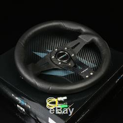Nrg 320mm 6-holes Bolts Steering Wheel Black Leather Carbon Fiber Center Spoke