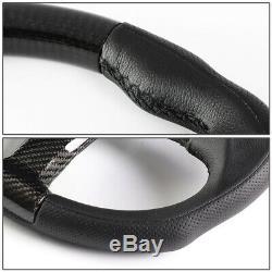 Nrg 350mm Carbon Fiber Frame Leather Inserts D-shape Steering Wheel Flat Bottom